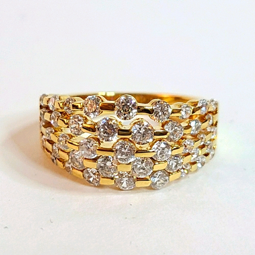 Sterling Silver Gold Plate Cubic Zirconia Ring